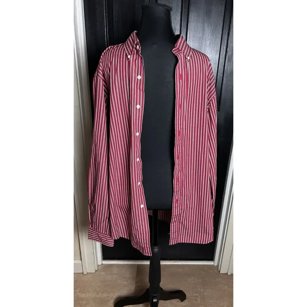 Lauren Ralph Lauren Red and White Striped Button-Down Shirt - Picture 3 of 6
